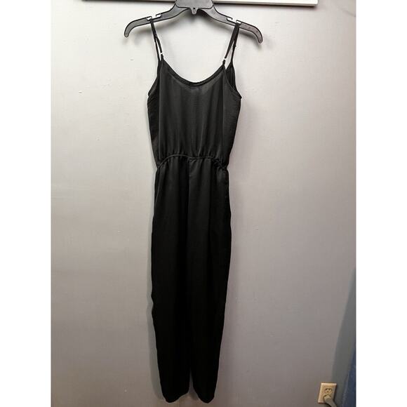 Ali & Kris Jumpsuit Womens Small Black Solid Polyester Sleeveless Jogger Pockets - Picture 2 of 9